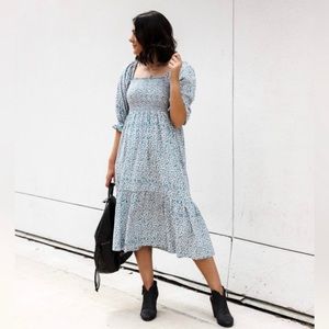 Madewell Lucie Smocked Floral Midi Dress